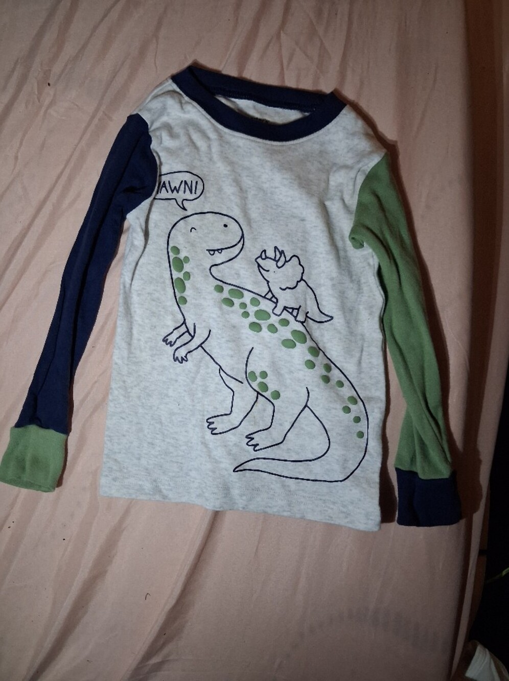 Kids Long-Sleeve Dino Tee - Green & Navy
